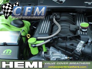 CFM Baffled Billet Valve Cover Breather Kit for '08-22 Dodge Challenger HEMI R/T / SRT-8 / SRT 392 Scat Pack (Exc. Hellcat)